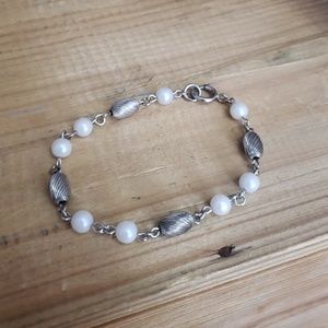 12k white gold filled 1/20, faux pearl, bracelet